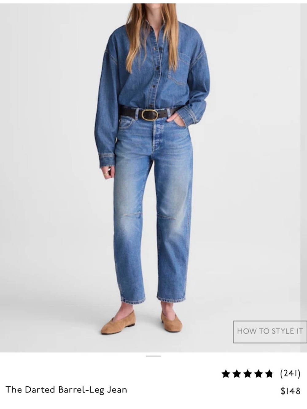 Madewell Darted Barrel-Leg Jeans - Medium Blue